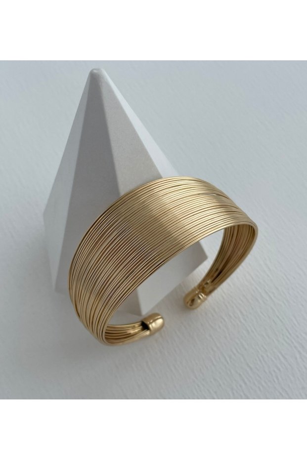 Steel Gold Adjustable Ajda Handcuff Bracelet