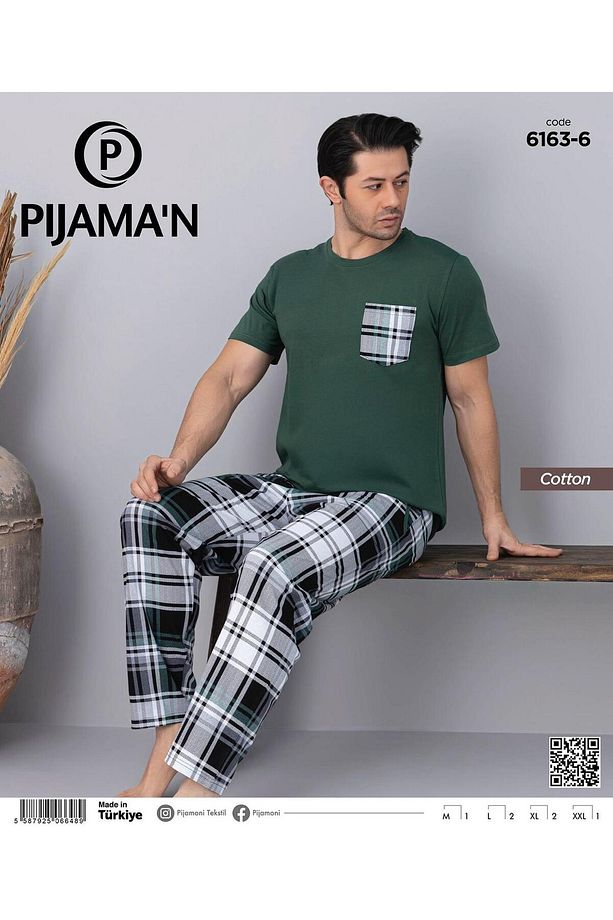 Erkek Bisiklet Yaka Kısa Kol Ince Pijama Takımı 6163/6 - 1 Adet - 2