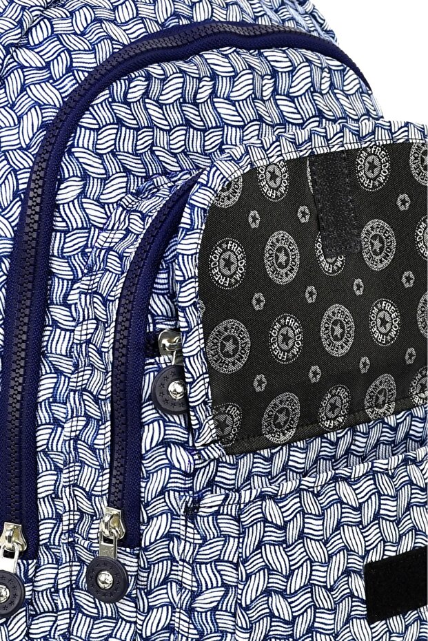 Luxury Patterned Medium Size Backpack with Monkey Keychain Gift - 3