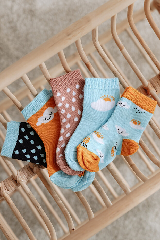 Cloud Patterned 5-Piece Socks - 3
