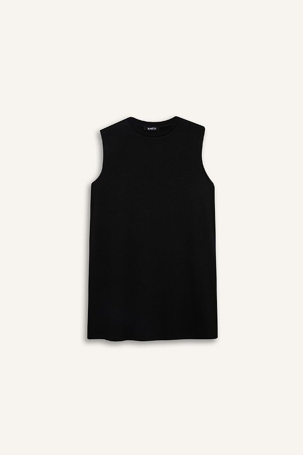 Regular Fit Bisiklet Yaka Basic Düz Kolsuz Siyah Tesettür Tişört Tunik A8352ax25sp - 7