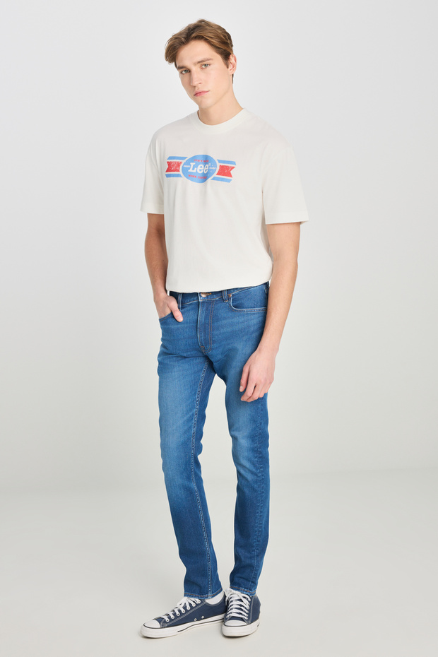 Luke Slim Fit Blue Cotton Stretch Jean Denim Trousers