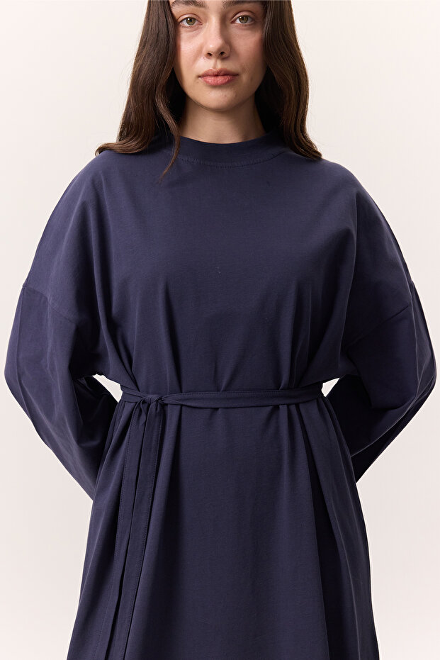 Rochie lungă oversize, confortabilă, bleumarin - 6
