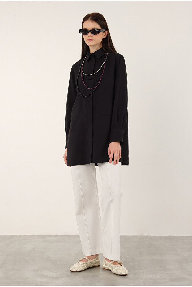 Basic Modal Gömlek Siyah - 1