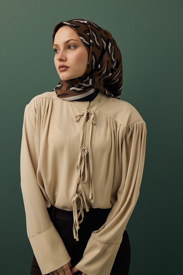 Twill İpek Eşarp Aura Kahve - 2