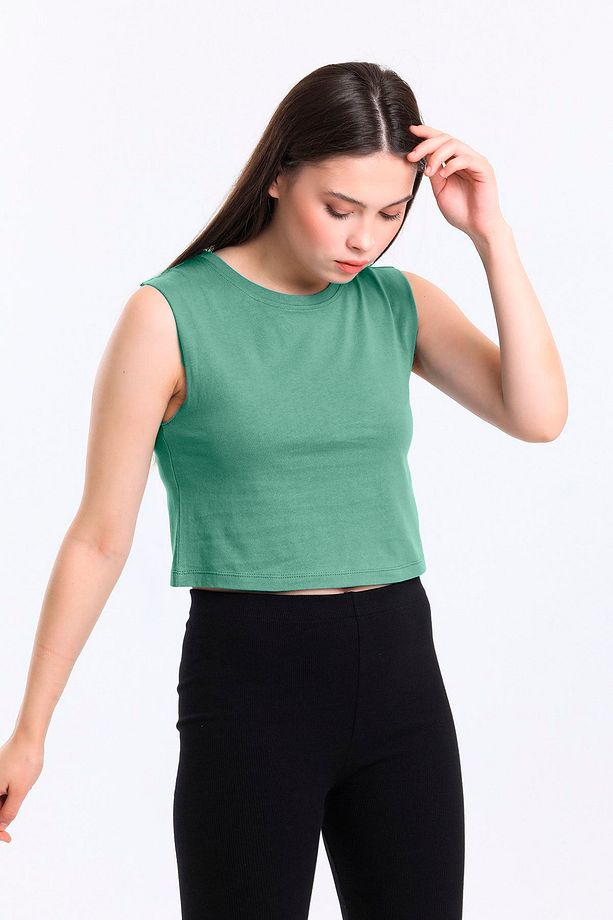Kadın Crop Fit Basic Atlet - 1