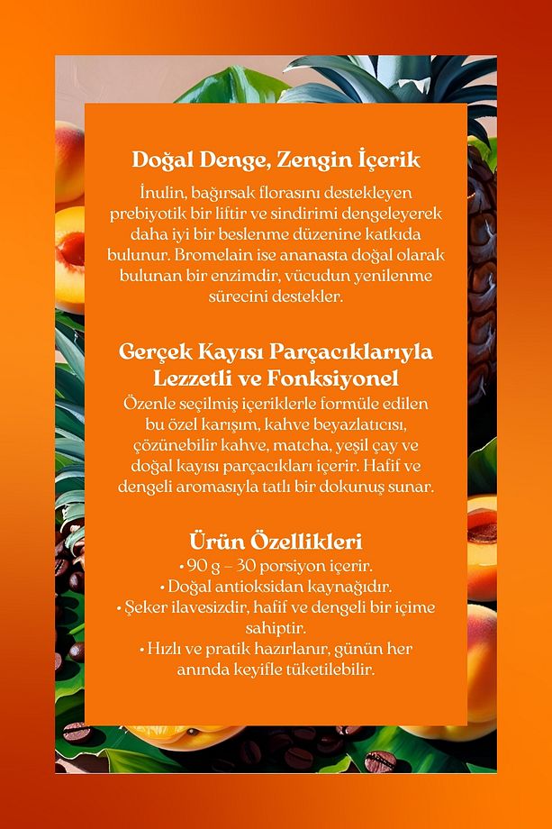 Inulin & Bromelain Coffee - Inulin, Bromelain, Matcha ve Kayısılı Form Kahve, 90 Gr - 2