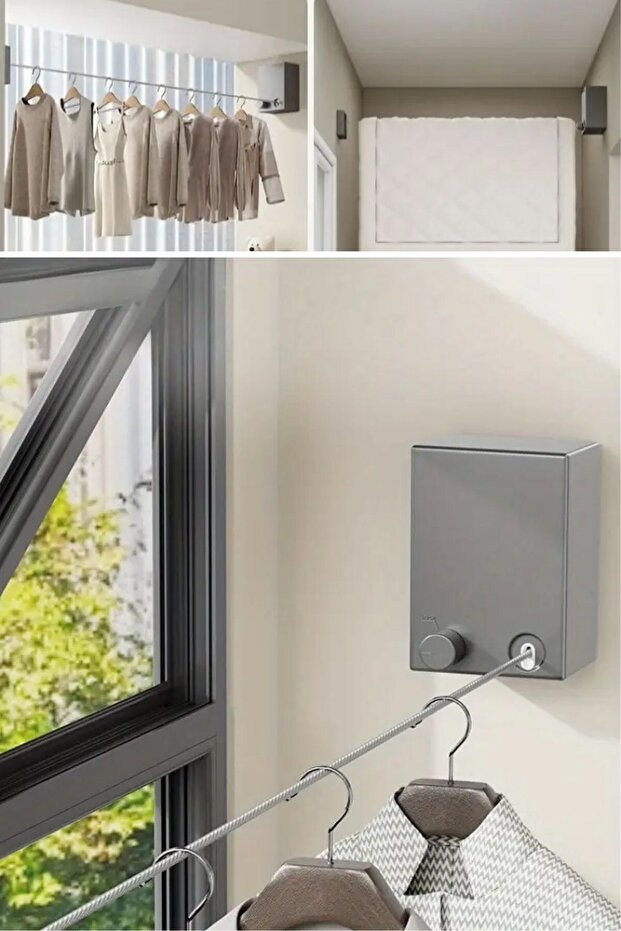 ®   Telescopic Clothesline Drying Rack, Practical Retractable Clothesline - 5