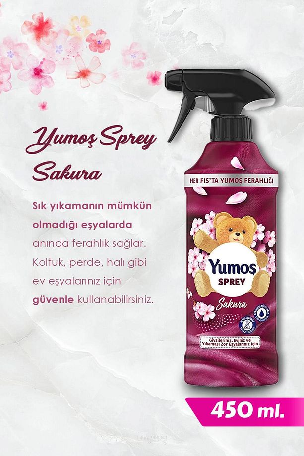 Yumoş Sprey Lotus, Sakura, Amber ve Lilyum 450 Ml Yıkanması Zor Eşyalar ve ROSIE - 5