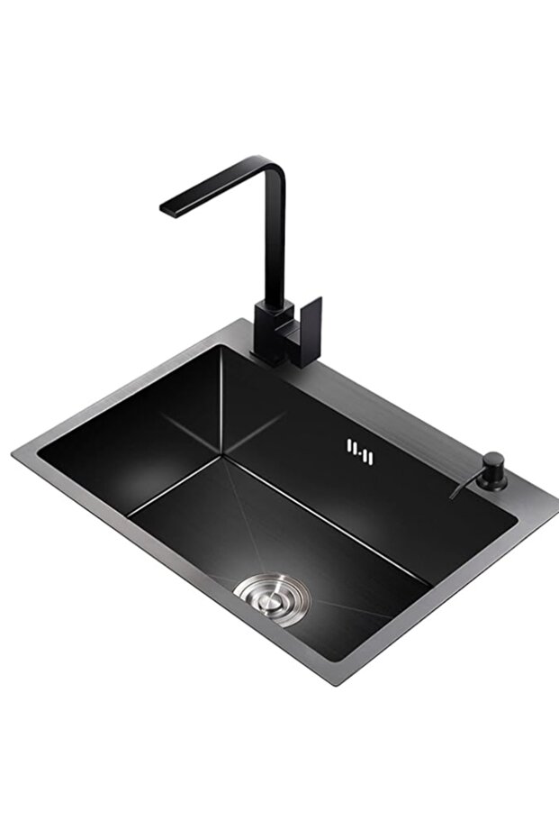 صنبور حوض المطبخ الأسود المربع - 3