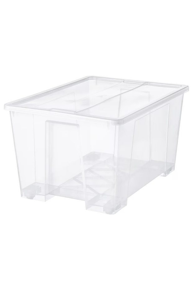 SAMLA Box with Lid - Transparent Storage, 79x57x43 cm, 130L | IKEA