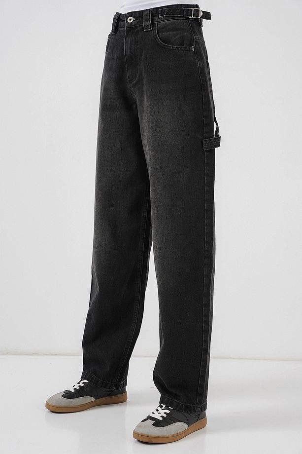 Kadın Yüksek Bel Kot Pantolon 6701 - Siyah - 5
