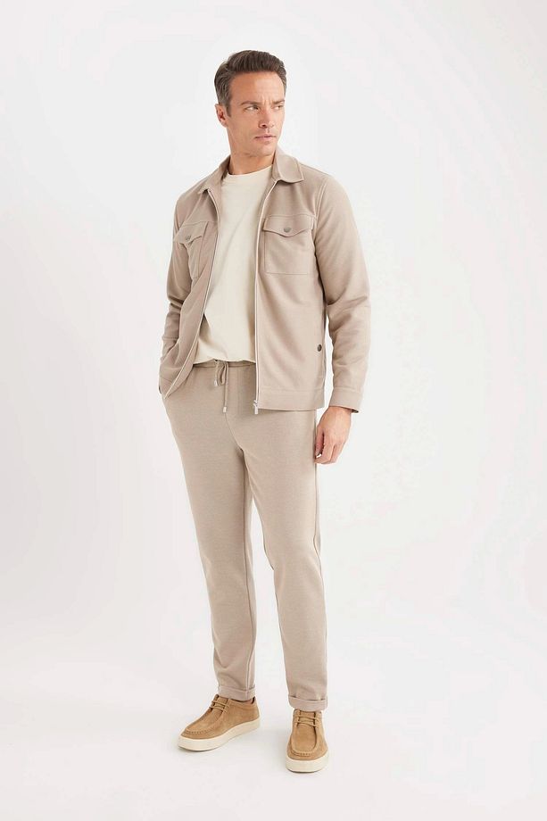 Y2651 Bej Jogger Duble Paça Yazlık Kumaş Pantolon - 3