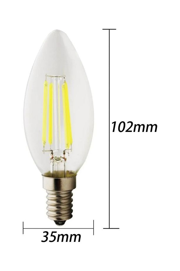 C35 RUSTİK AMPUL 4W E14 DUY BEYAZ CAM GÜN IŞIĞI FİLAMENT MUM TİPİ - 3
