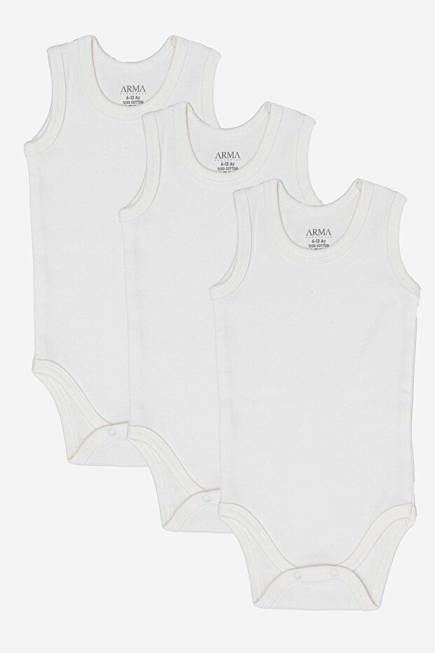 100% Organic Cotton 3-Piece White Baby Undershirt Snap Fastener Bodysuit