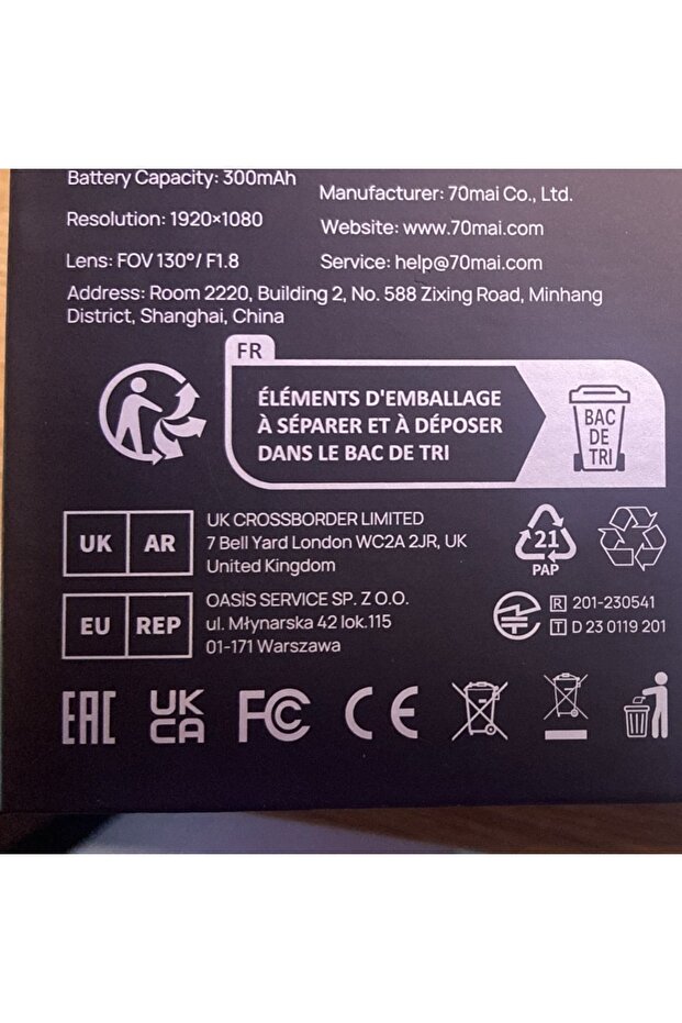 70mai M500 1944p 64gb Dahili Hafızalı Ve Gpsli Araç Kamerası - 8