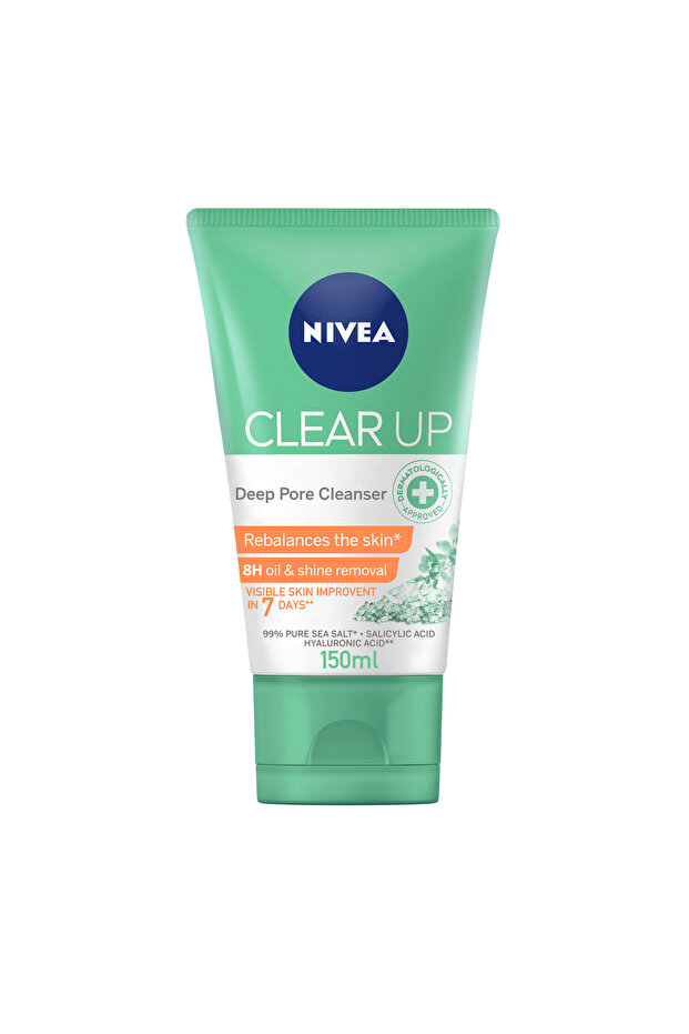 Face Wash, Clear Up Deep Pore Cleanser with Sea Salt, Salicylic & Hyaluronic Acid, 150ml