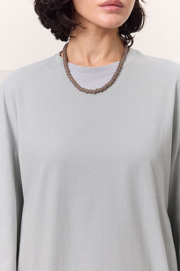 GENİŞ KOL OVERSIZE TSHIRT AÇIK MAVİ - 4