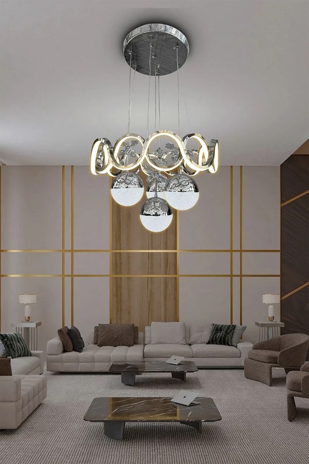 Sefa 4 Toplu Modern Sarkıt Led Avize - 3 Renk Kumandasız Krom - 1