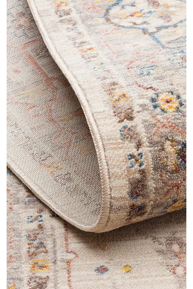 PIETRA PTA 01 CREAM GREY  Sıcak Renk Tonlu Etnik Desenli Yumuşak Dokulu Makine Halısı - 7