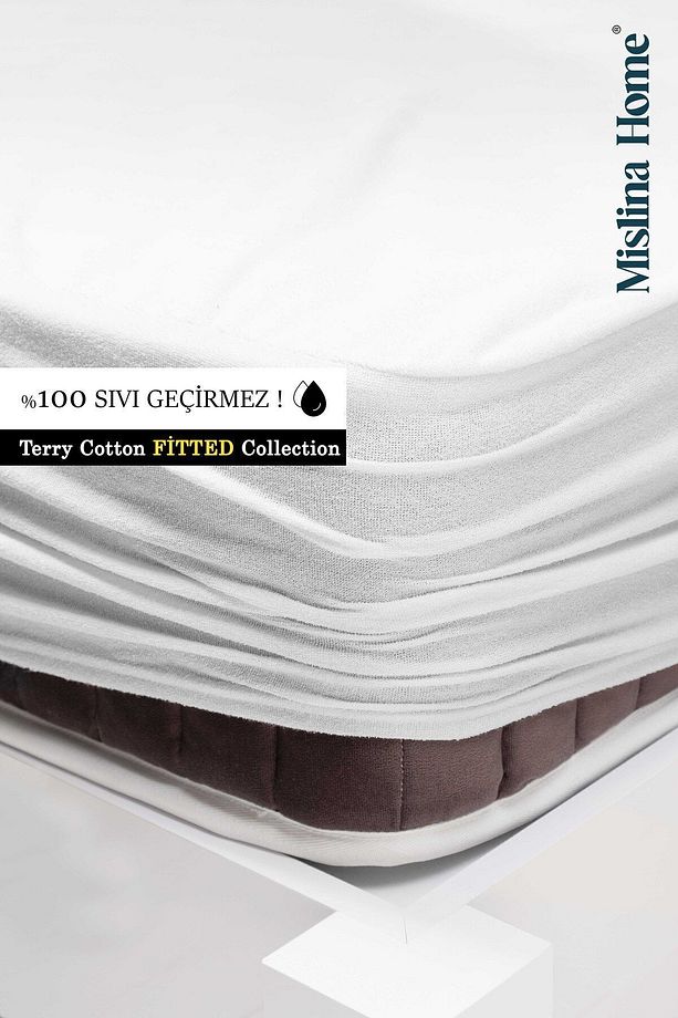 Terry Pamuklu Sıvı Su Geçirmez Fitted Full Kenar Tek Çift Kişilik Çocuk Yatak Koruyucu Sessiz Alez - 3