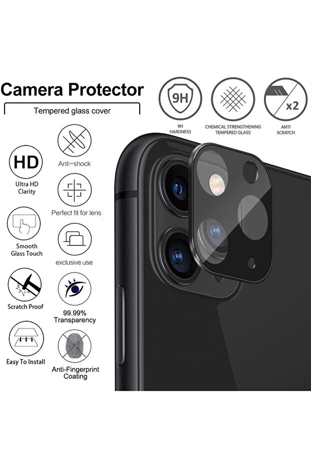 واقي كاميرا ثلاثي الأبعاد من الزجاج المقوى - تغطية كاملة لهاتف iPhone 11 Pro وMax - - 4