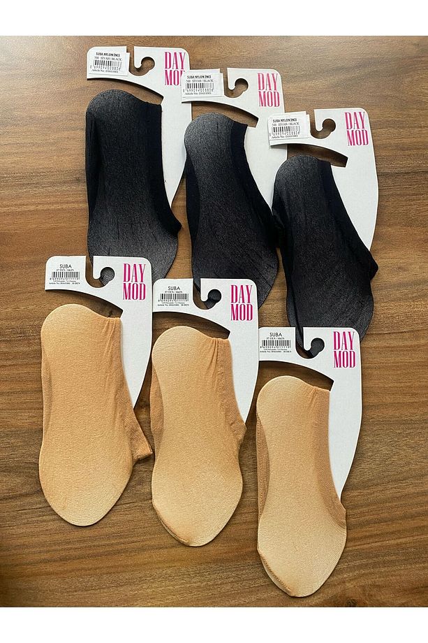 Kadın Transparan Terletmeyen Tül Suba Babet Çorabı 6'lı paket - 1
