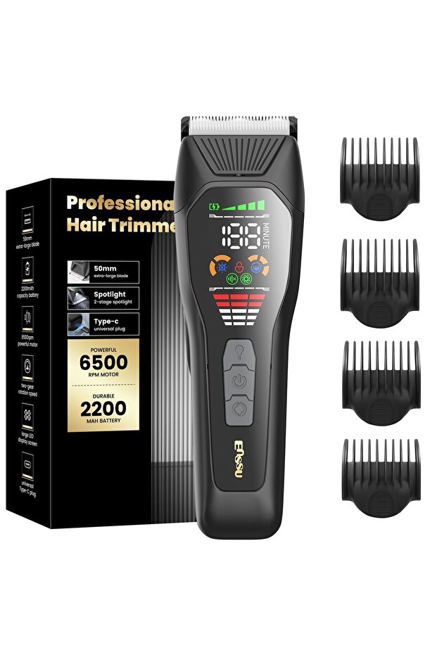 Professional Hair Clippers, Cordless Barber Trimmer with 50mm Blade, LED Display