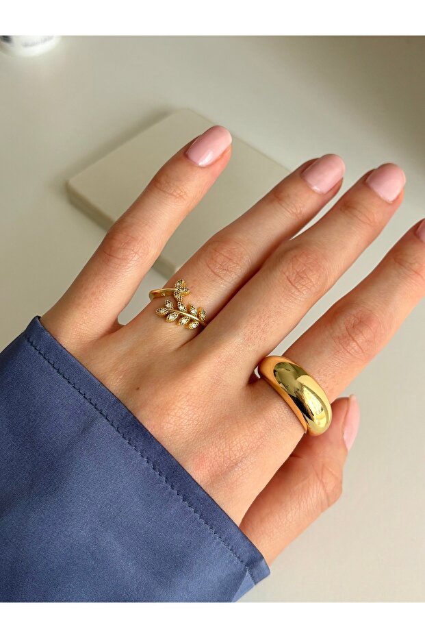 حلقة منقوشة على شكل ورقة شجر - 1