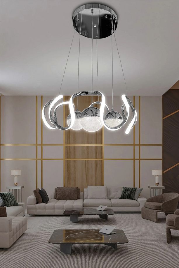 Arya 3 Renk Modern Sarkıt 3 Toplu Led Avize Powerled - 3 Renk Kumandasız Krom - 1