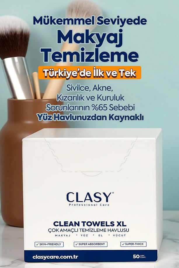 Clean Towels Xl - 50'li Makyaj Temizleme Ve Yüz Temizleme Havlusu / Tek Kullanımlık - 1
