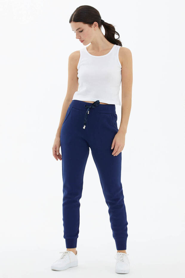 Women's Pocket Knitwear Trousers - Navy Blue