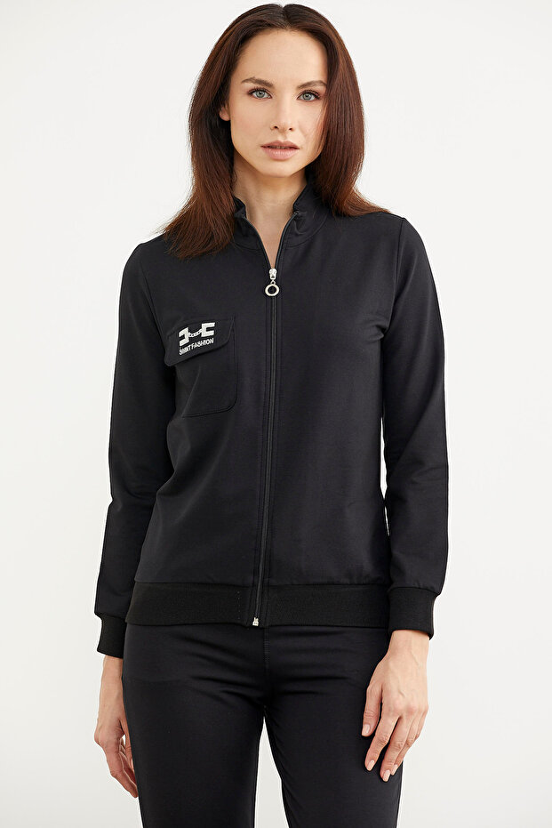 Анцуг с цип - Черен - 5