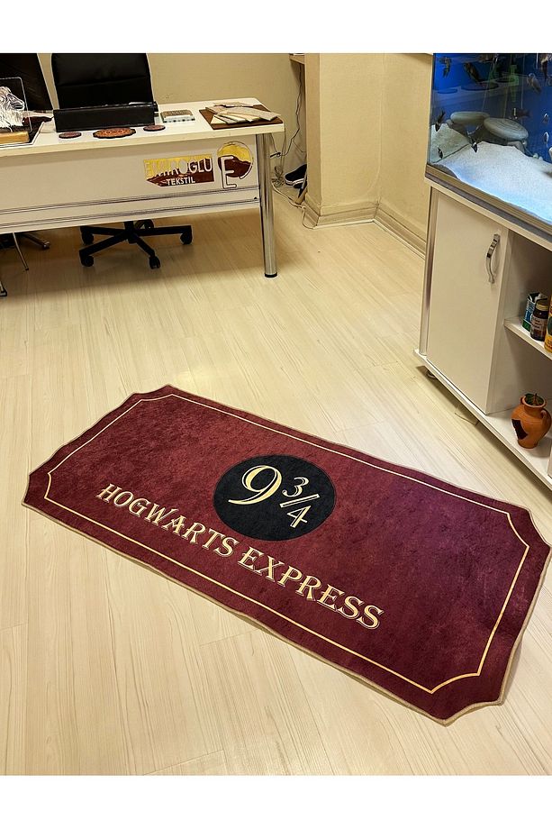 Hogwarts Harry Potter Treni Temalı Süngerli Yüzey Yıkanabilir Halı - Kaymaz Dot Taban - 5