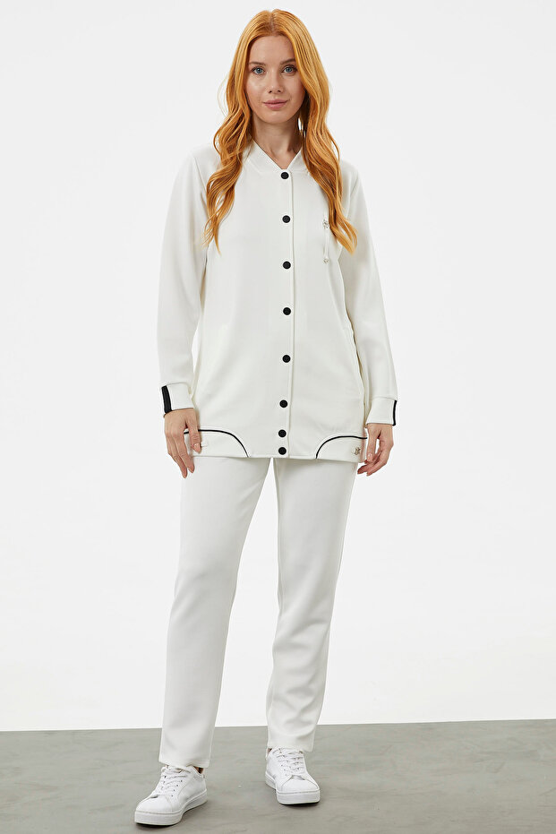 Σετ φόρμας Plus Size Tunic - Εκρού - 1