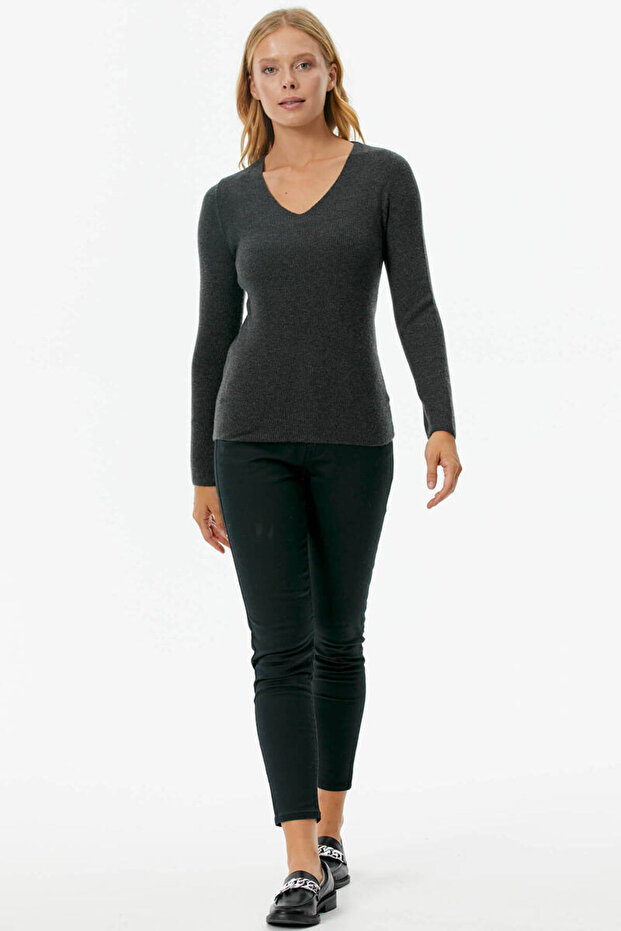 V Yaka Basic Triko Kazak - Antrasit - 2