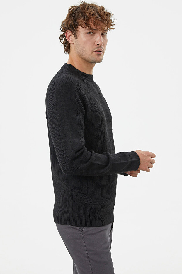 Selanik Örgü Basic Triko Kazak - Siyah - 3