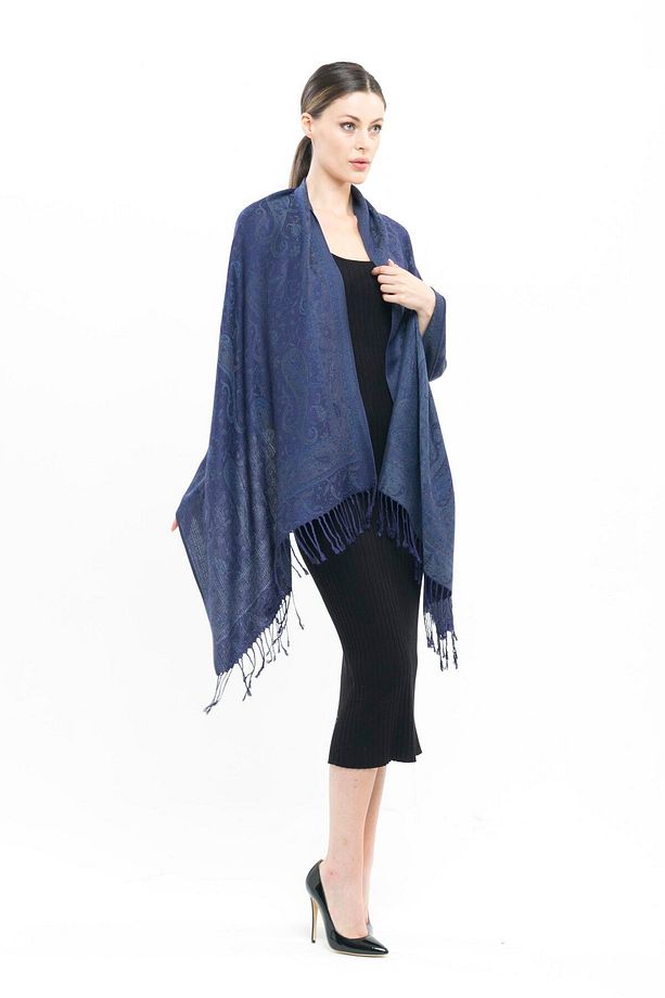 Cashmere Şal | Mürekkep Mavisi | Polyester Içermez | Kaliteli Ve Şık Tasarım | 4 Mevsim - 8