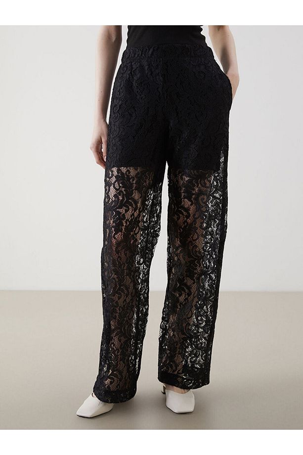 LCW Beli Lastikli Dantelli Kadın Pantolon Fast Moda - 2