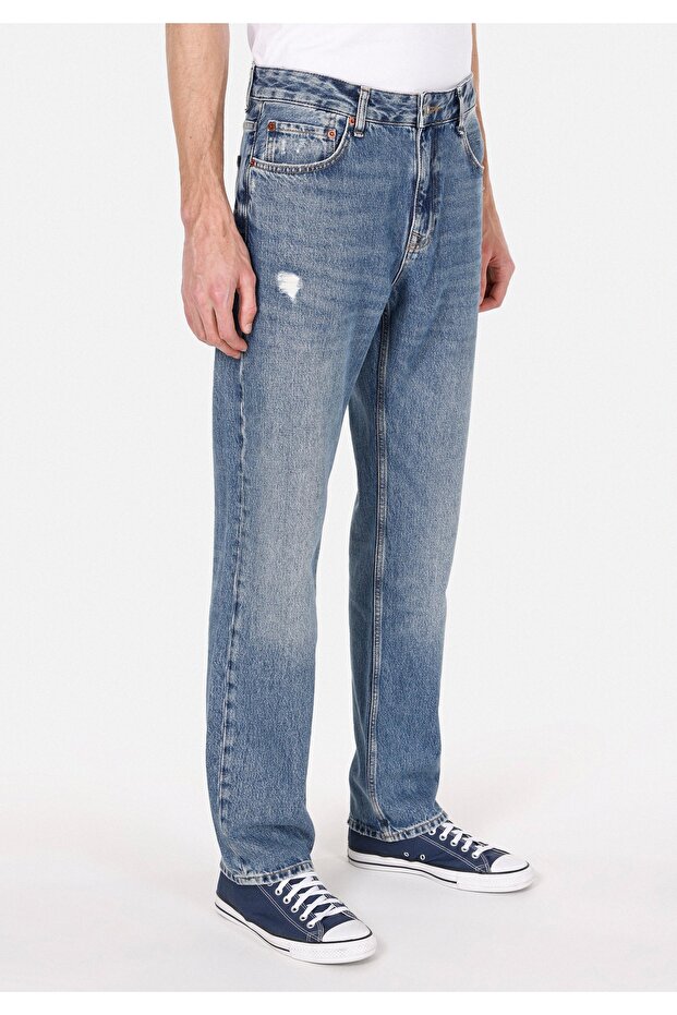 045 Davıd Regular Fit Erkek Mavi Jean Pantolon - 4