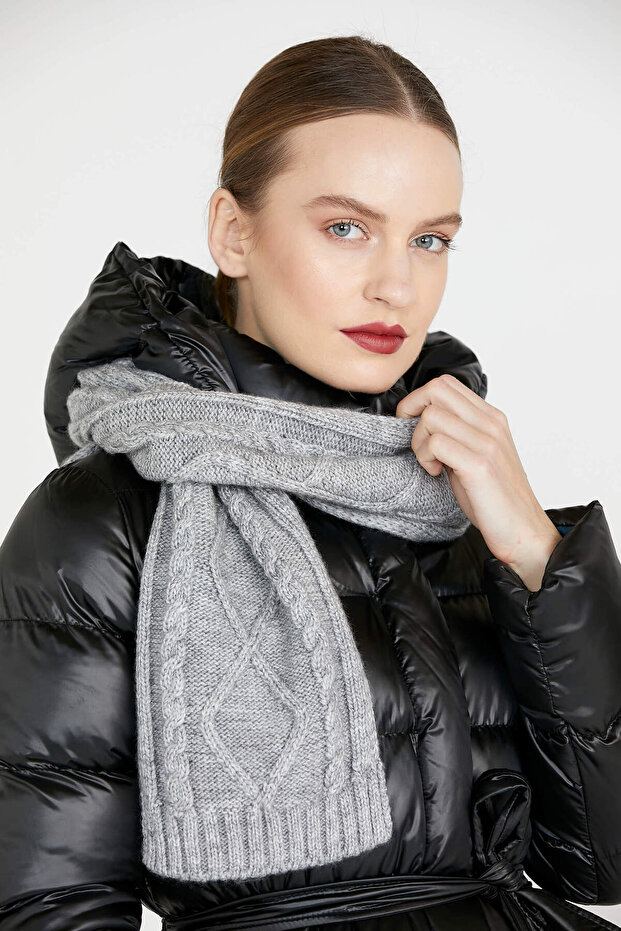 Örme Atkı - Açık Gri - 1