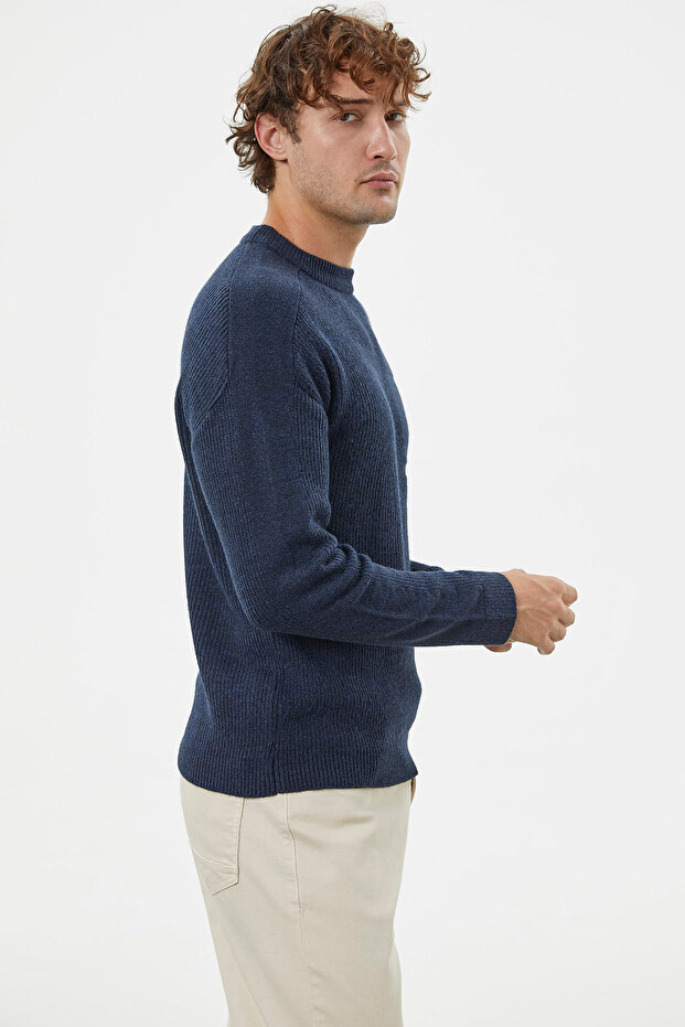 Selanik Örgü Basic Triko Kazak - Lacivert - 4