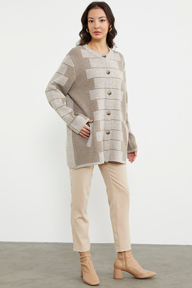 سترة تريكو بنمط كتلة من الصوف السميك - مينك - 2