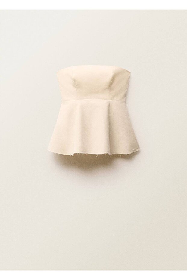 Volanlı straplez bluz - 3