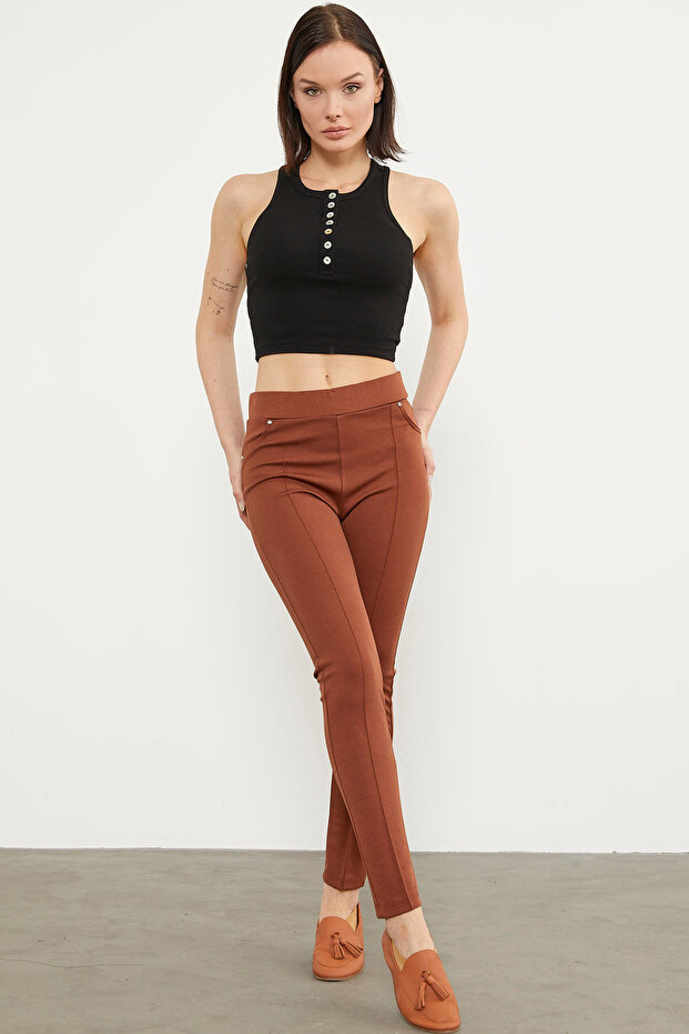 Tights with Front Stitching Detail - Tile