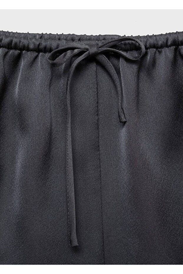 Bağ detaylı saten şort - 6