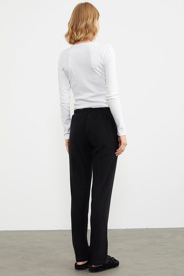 Kalın Polar Pijama Tek Alt - Siyah - 6