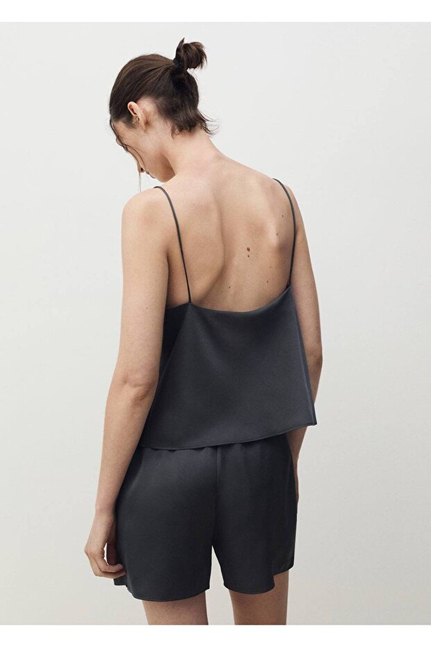 Bağ detaylı saten şort - 4