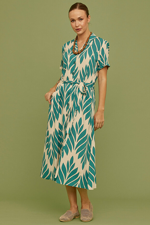 Rochie verde cu model confortabil - 3