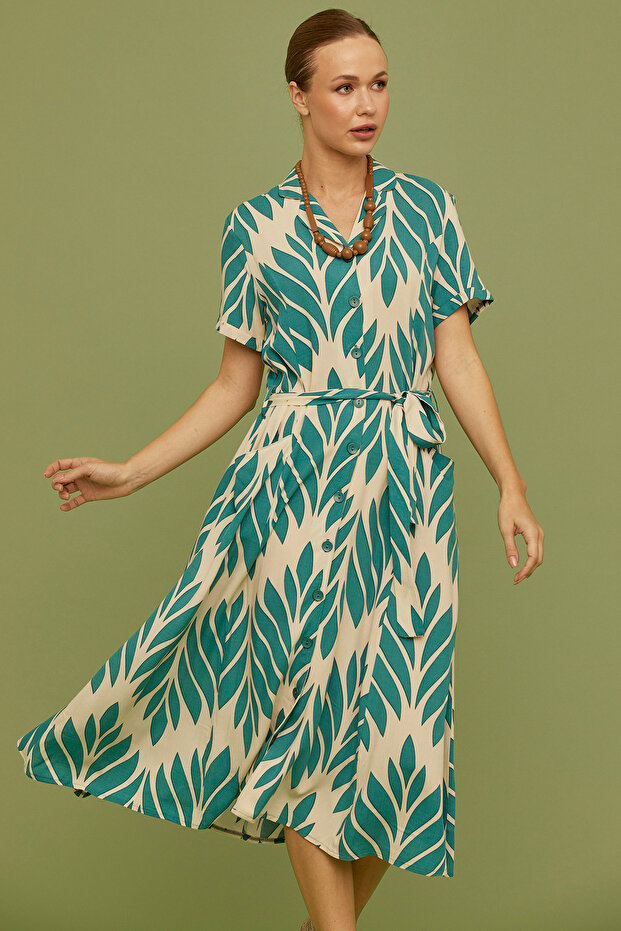 Rochie verde cu model confortabil - 5